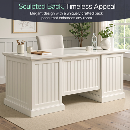 Rib Fluted Executive Office Desk White