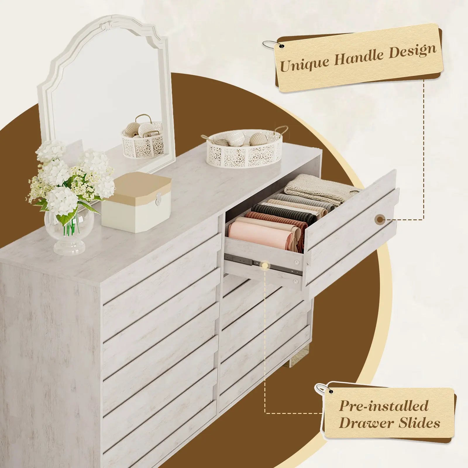 Amerlife Huckleberry 6-Drawers Dresser Farmhouse Pre Installed Slide Bedroom Storage Cabinet Black Amerlife Huckleberry 6-Drawers Dresser Farmhouse Pre Installed Slide Bedroom Storage Cabinet Black