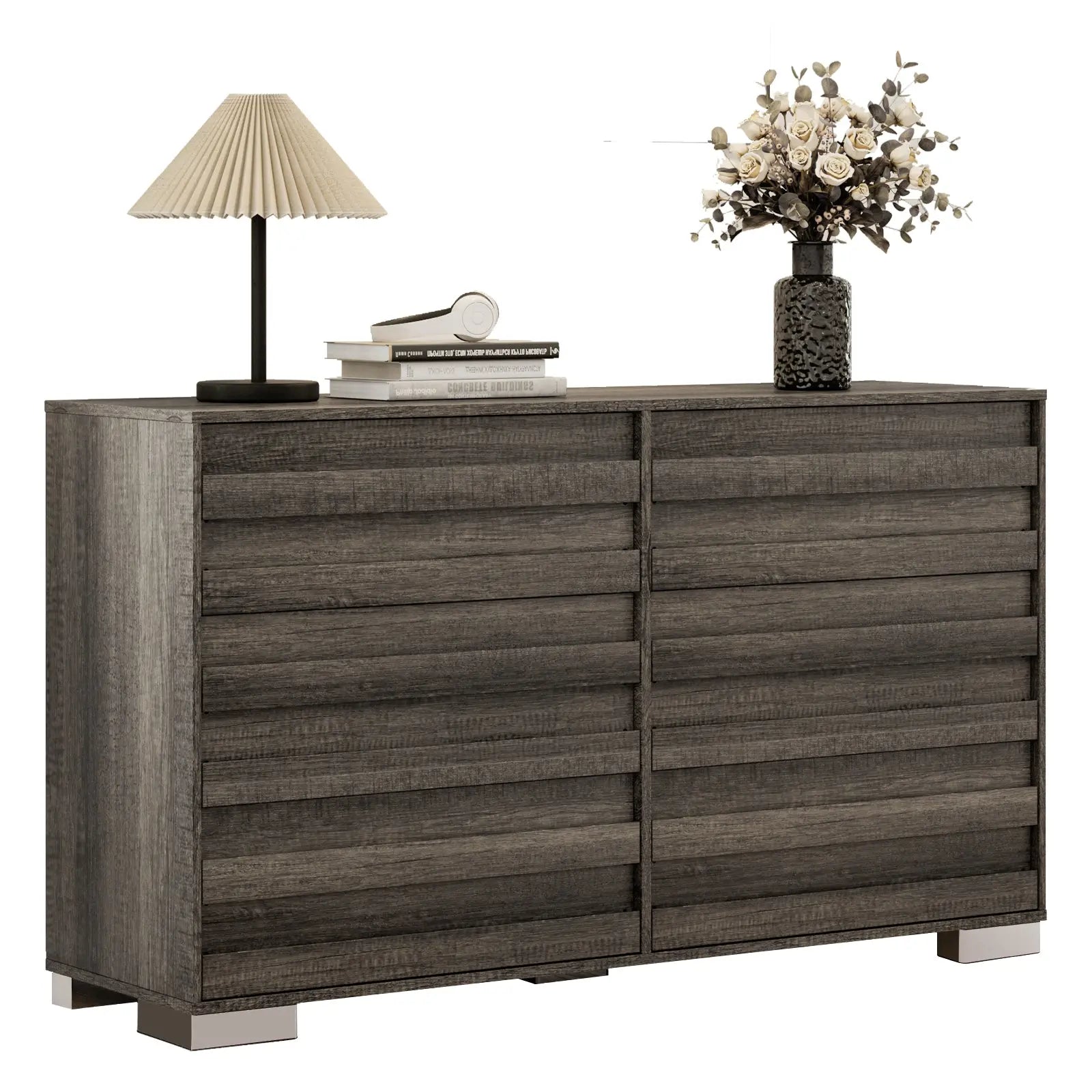 Amerlife Huckleberry 6-Drawers Dresser Farmhouse Pre Installed Slide Bedroom Storage Cabinet Amerlife Huckleberry 6-Drawers Dresser Farmhouse Pre Installed Slide Bedroom Storage Cabinet