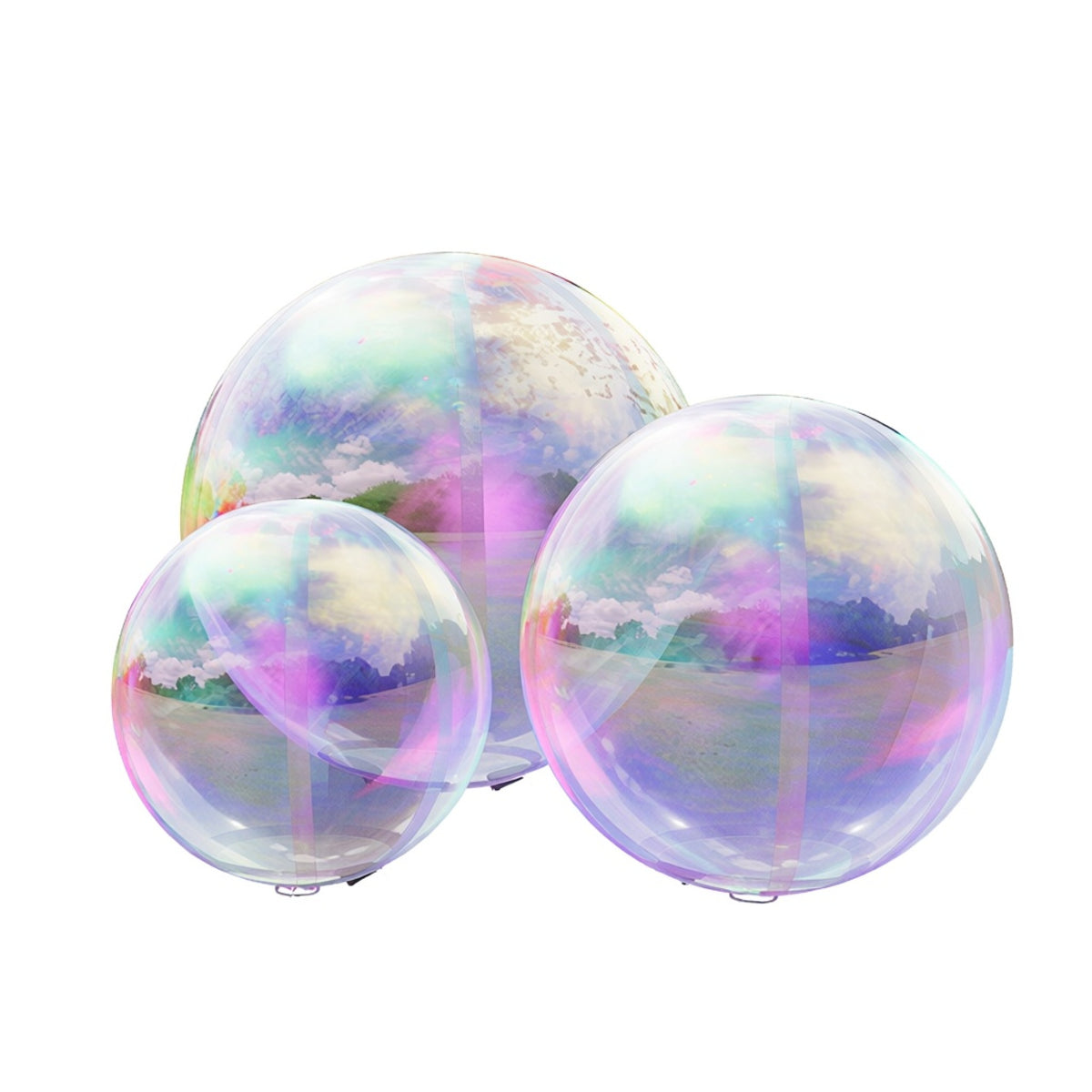 Vibe Reusable Inflatable Mirror Balls for Disco Parties & Events-3PCS-15.7"+23.6"+31.5"-Iridescent