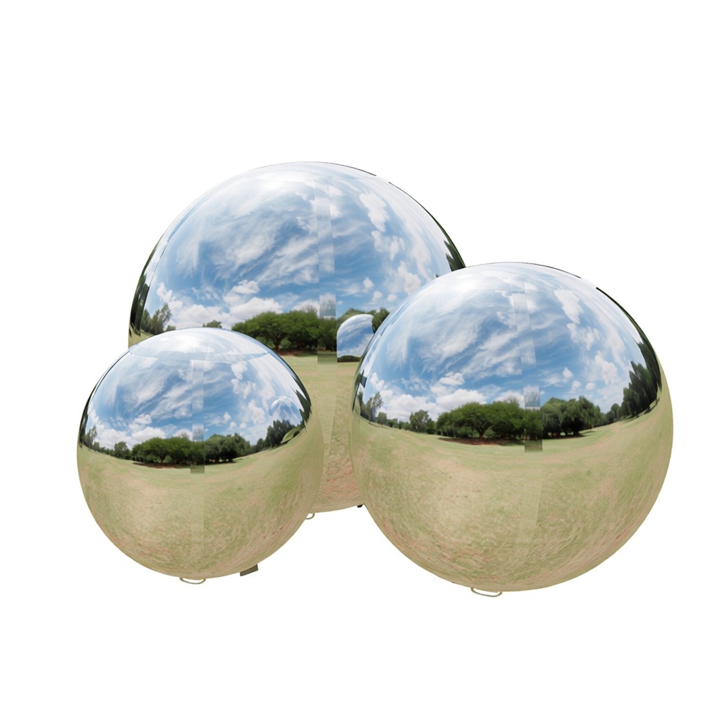 Vibe Reusable Inflatable Mirror Balls for Disco Parties & Events-3PCS-15.7"+23.6"+31.5"-Silver