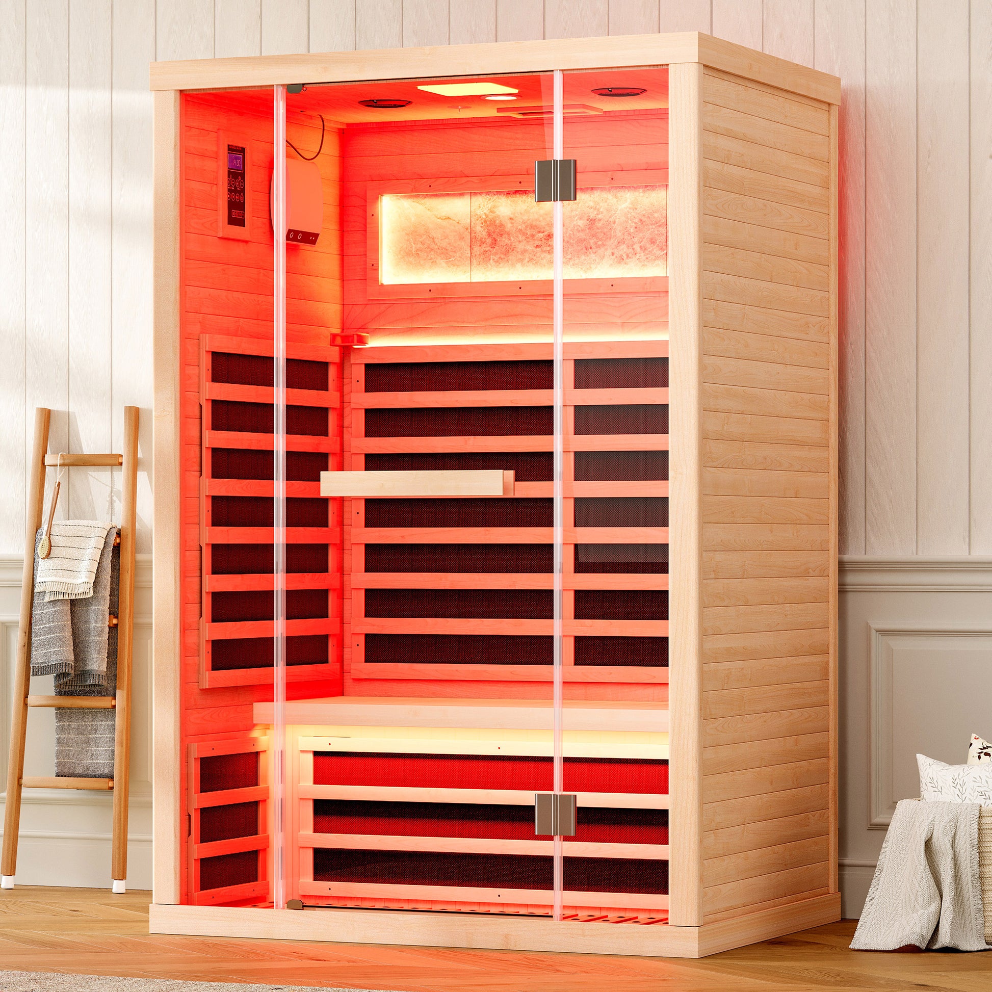 Low EMF Infrared Saunas for Home Amerlife 2-Person 47.2*x34.2*x70.9 Inch
