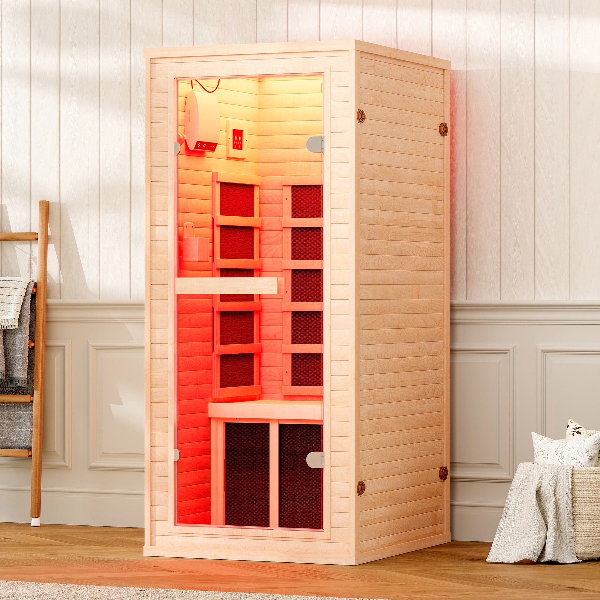 Low EMF Infrared Saunas for Home Amerlife 1-Person 27.2*32.3*61 Inch