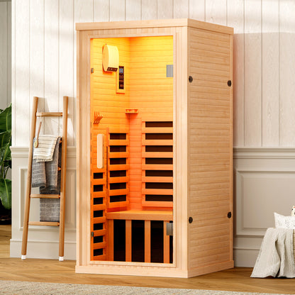Low EMF Infrared Saunas for Home Amerlife 1-Person 32.3*32.3*66.1 Inch