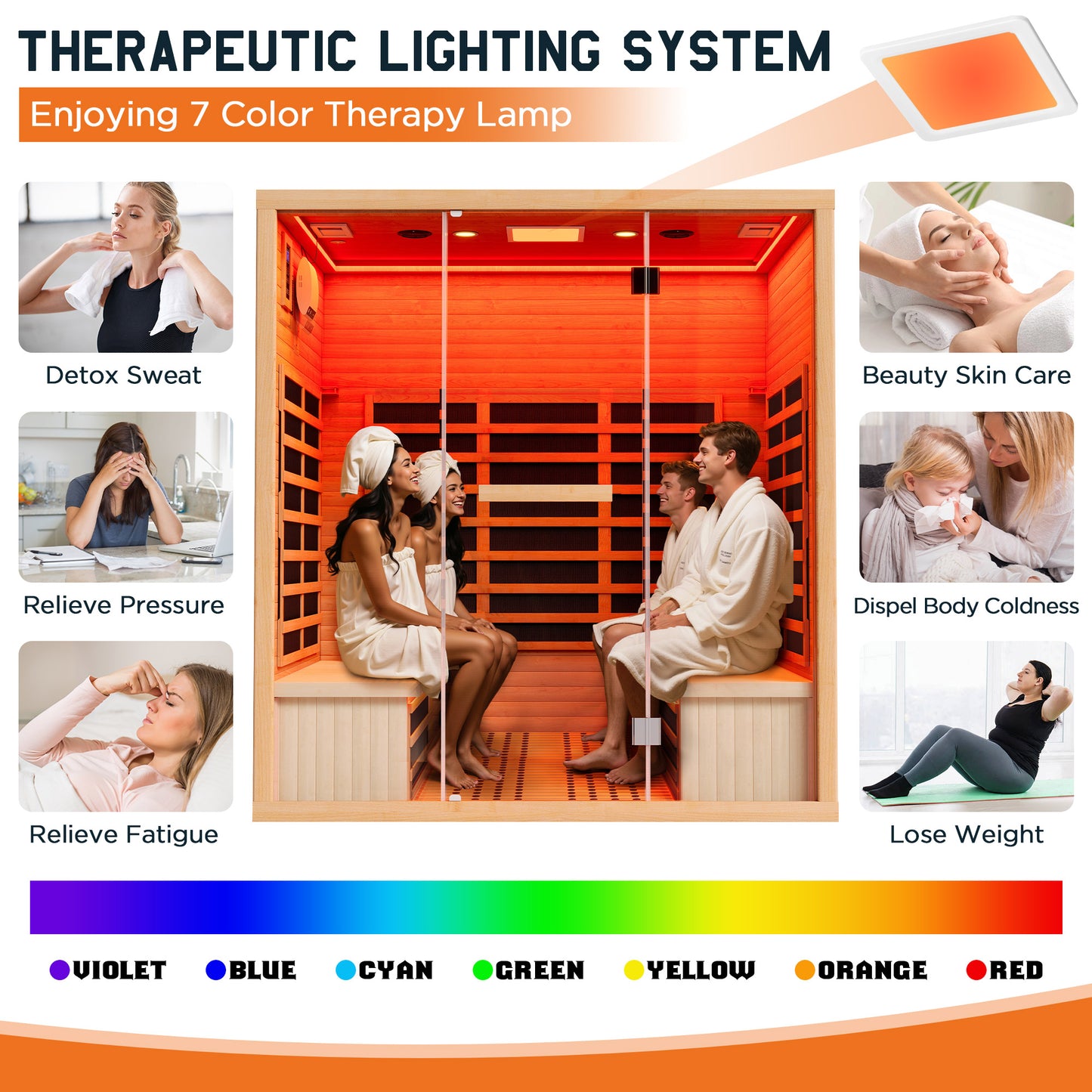 Low EMF Infrared Saunas for Home Amerlife 4-Person 63.2*47.2*75.2 Inch 