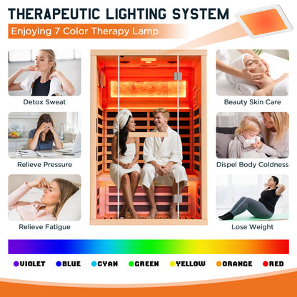 Low EMF Infrared Saunas for Home Amerlife 2-Person 47.2*x34.2*x70.9 Inch 