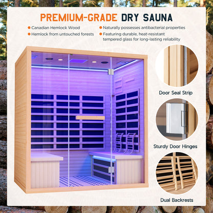Low EMF Infrared Saunas for Home Amerlife 4-Person 63.2*47.2*75.2 Inch 