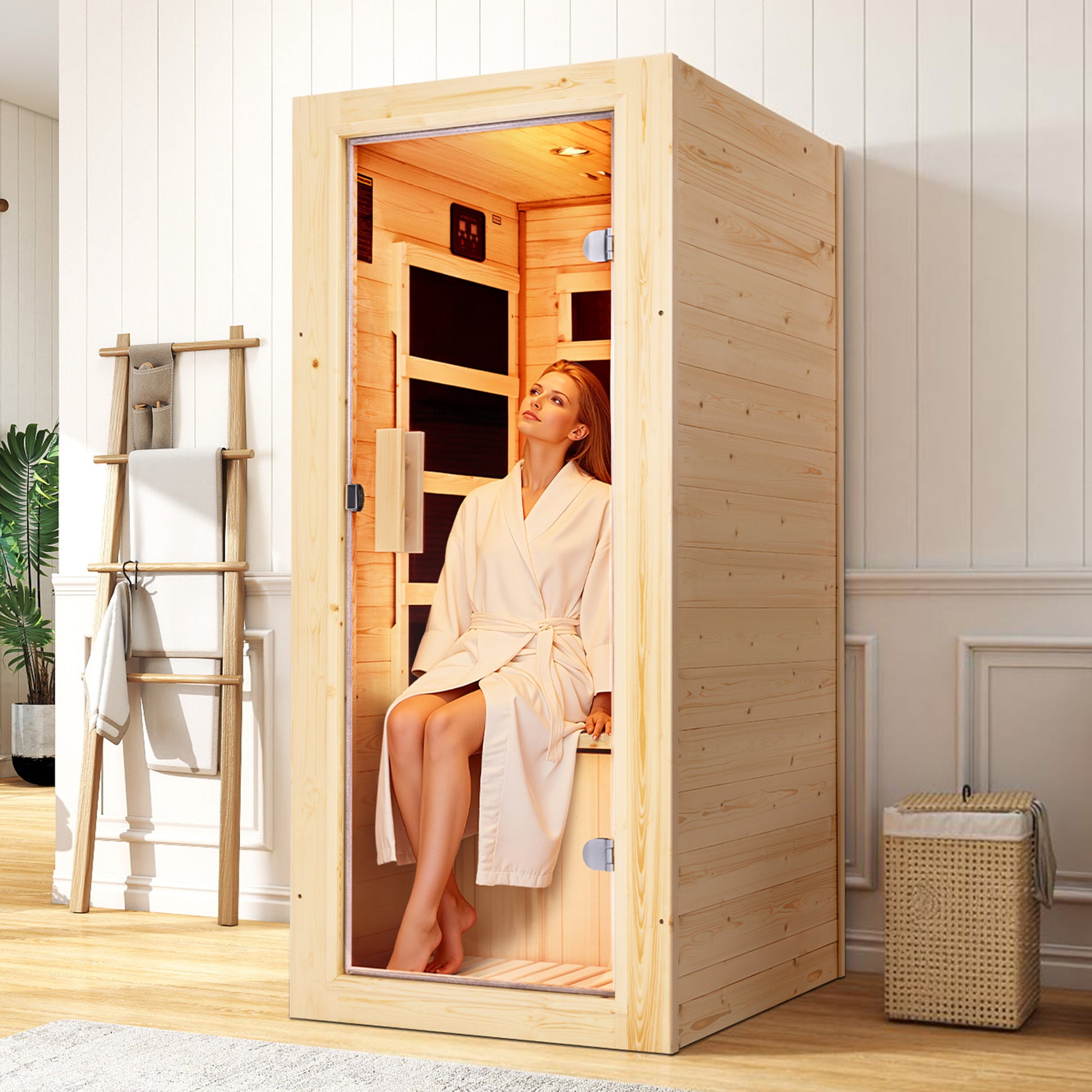 Low EMF Infrared Saunas for Home Amerlife 1-Person 27.2*31.8*60.2 Inch
