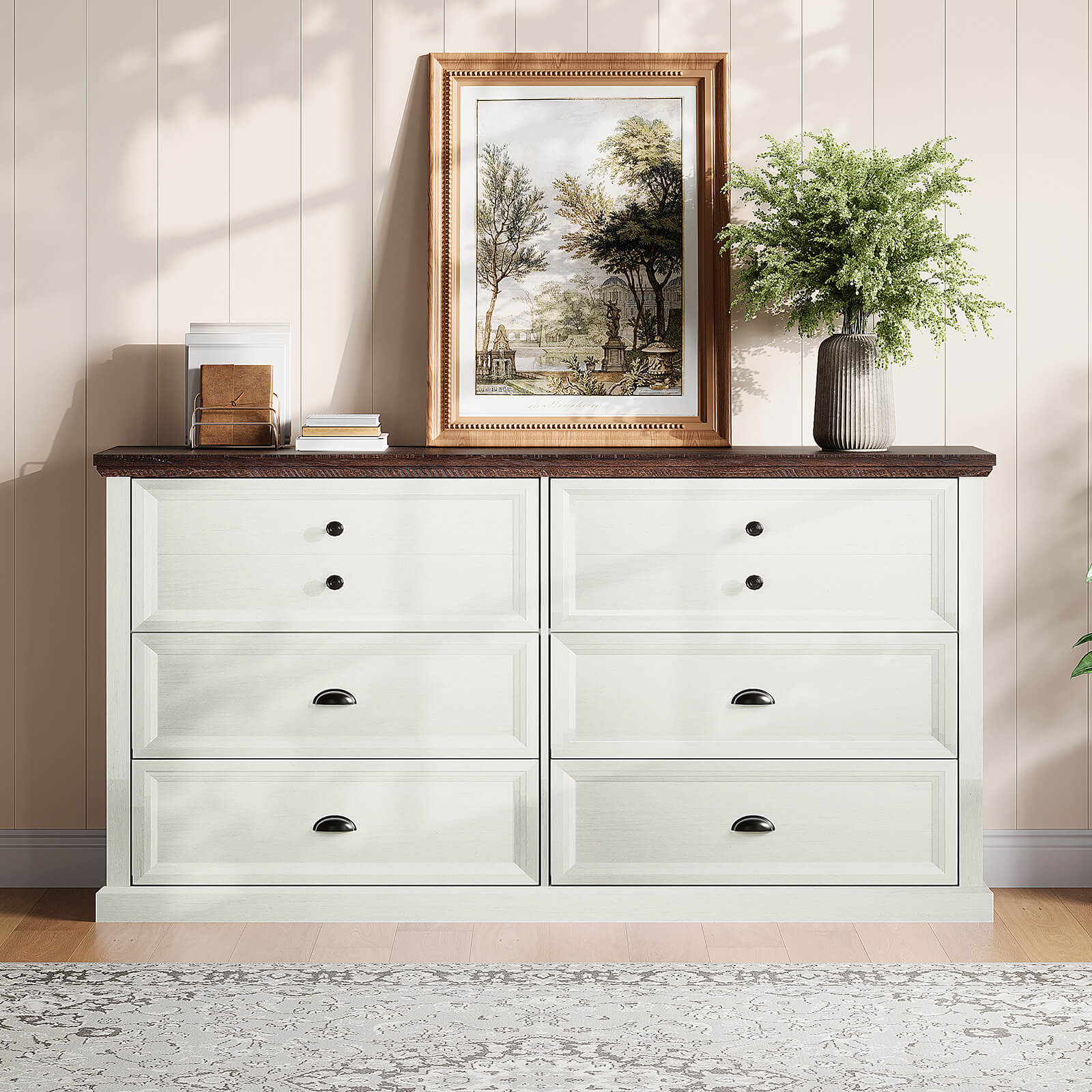 White dresser with wood top online