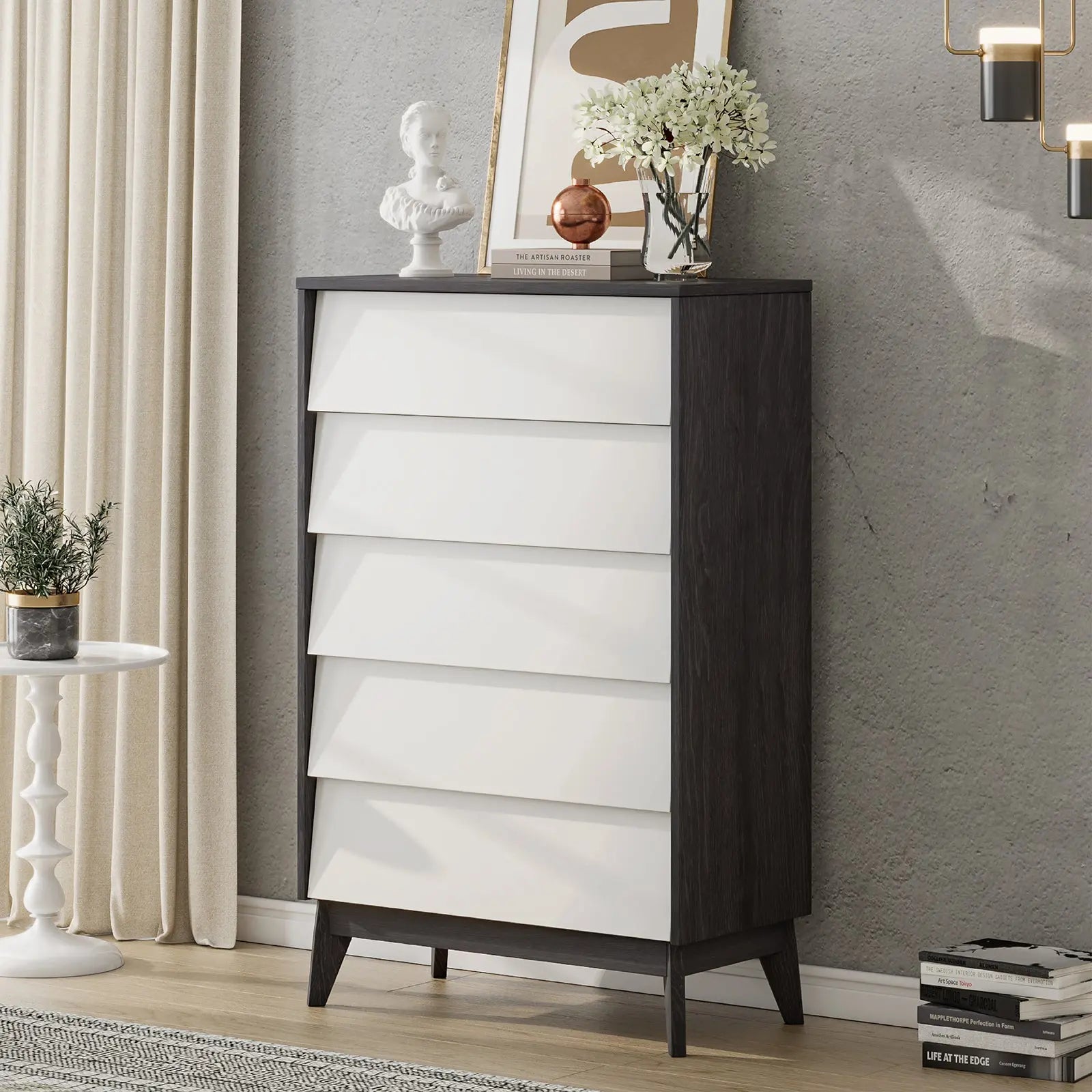 Amerlife Linton 5 Drawers Dresser for Bedroom, Modern Tall Dresser Chest of Drawers Handle Free, Storage Organizer Dresser, Wood Dresser for Bedroom, Amerlife Linton 5 Drawers Dresser for Bedroom, Modern Tall Dresser Chest of Drawers Handle Free, Storage Organizer Dresser, Wood Dresser for Bedroom,