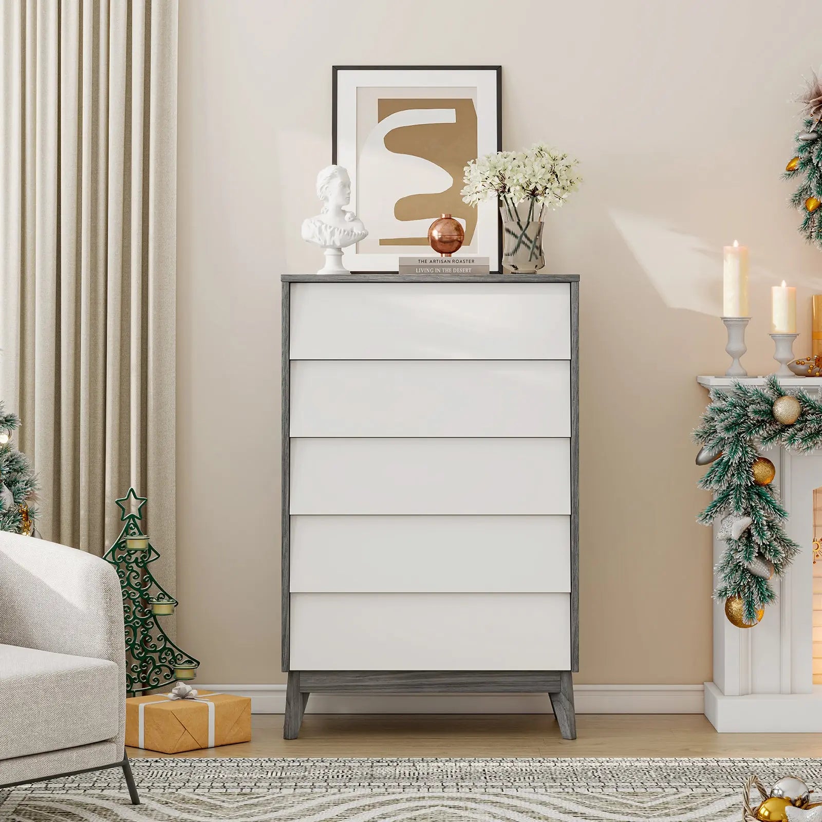 Amerlife Linton 5 Drawers Dresser for Bedroom, Modern Tall Dresser Chest of Drawers Handle Free, Storage Organizer Dresser, Wood Dresser for Bedroom, Amerlife Linton 5 Drawers Dresser for Bedroom, Modern Tall Dresser Chest of Drawers Handle Free, Storage Organizer Dresser, Wood Dresser for Bedroom,