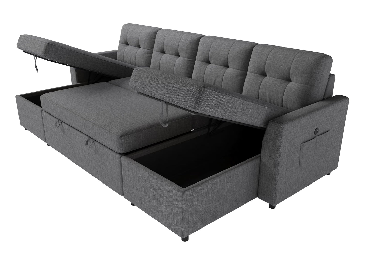 Sleeper Sofa Bed Amerlife Linen Grey / 4 Seats