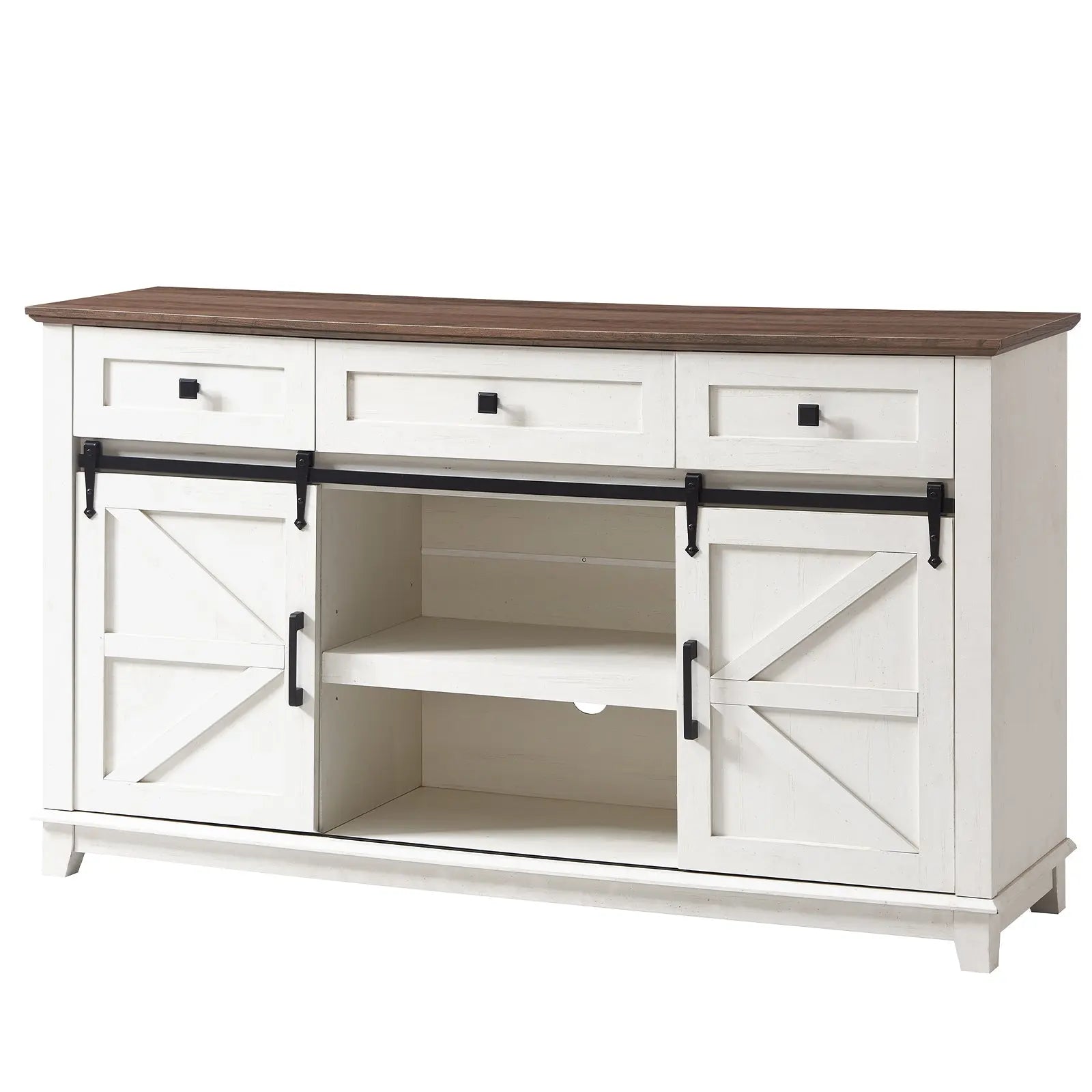 CTS007 Malin Farmhouse TV Stand Rustic White