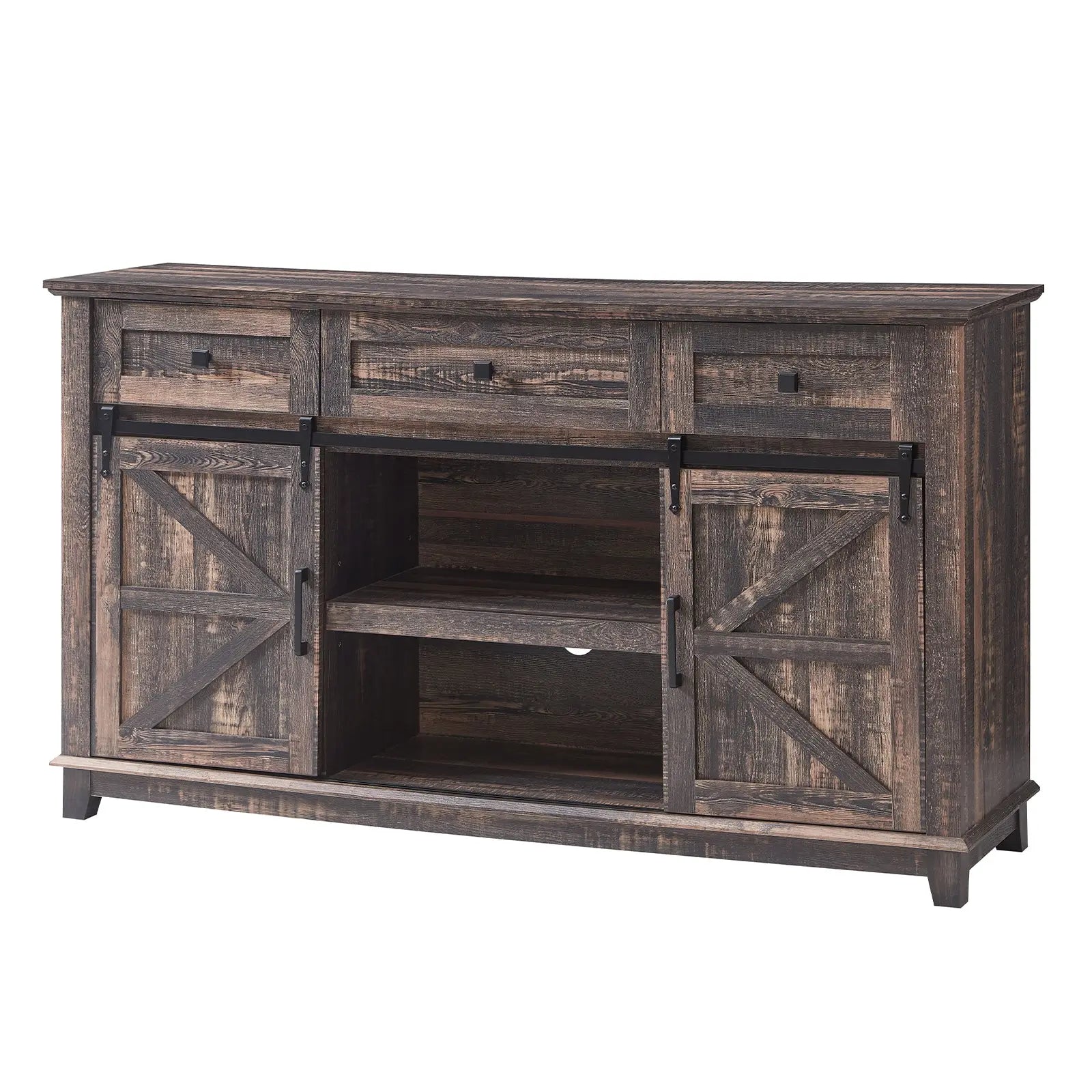 CTS007 Malin Rustic White Farmhouse TV Stand Amerlife