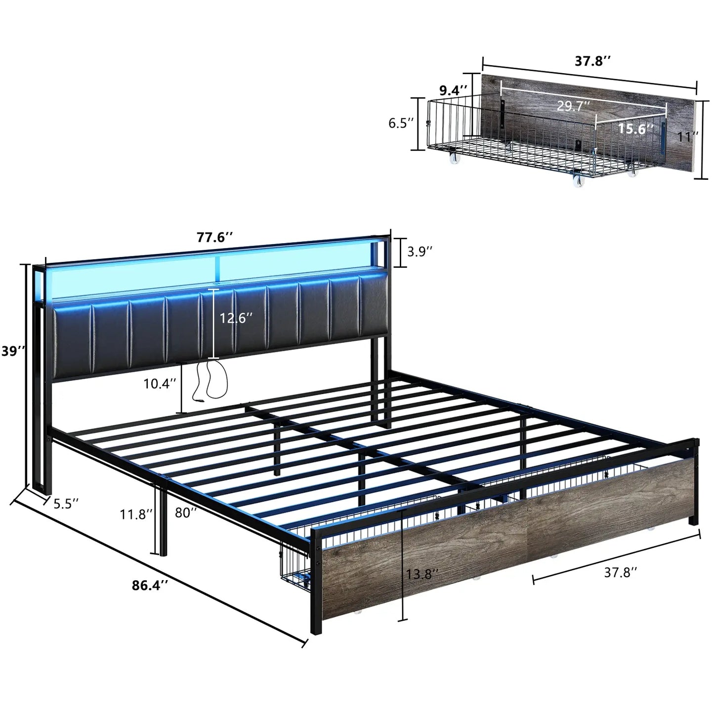 Martinez King Storage Bed