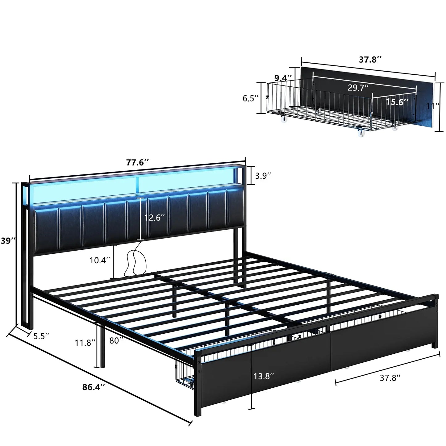 Martinez King Storage Bed