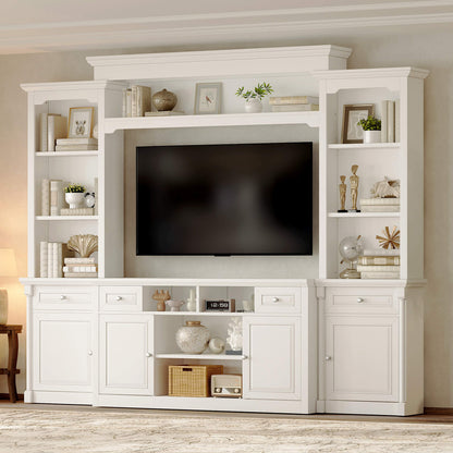 Cortina Rustic Wall Unit Entertainment Center Amerlife White