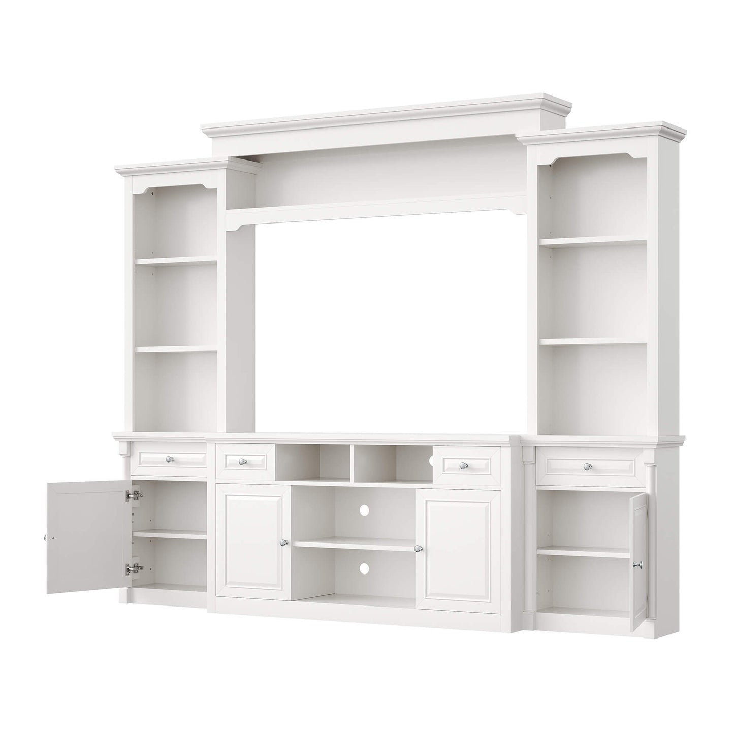 Cortina Rustic Wall Unit Entertainment Center Amerlife White