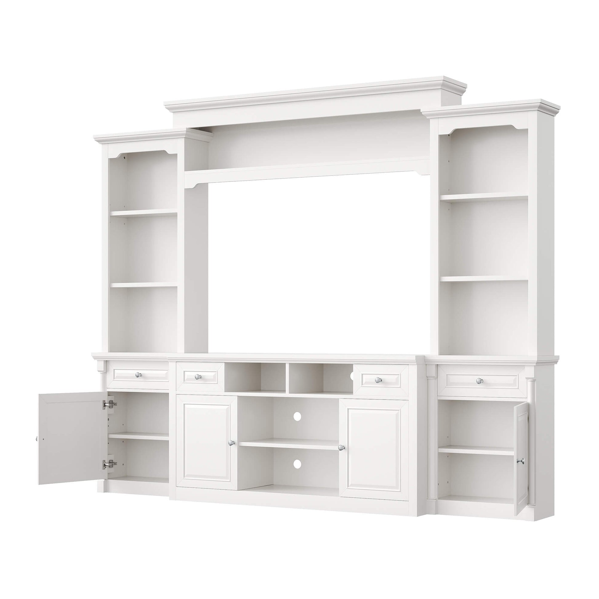 Cortina Rustic Wall Unit Entertainment Center Amerlife White