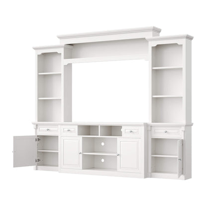 Cortina Rustic Wall Unit Entertainment Center Amerlife White