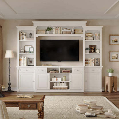 Cortina Rustic Wall Unit Entertainment Center Amerlife White
