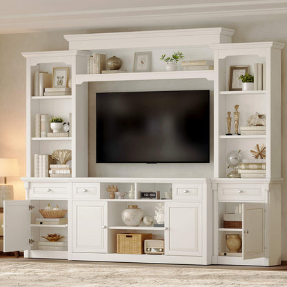 Cortina Rustic Wall Unit Entertainment Center Amerlife White