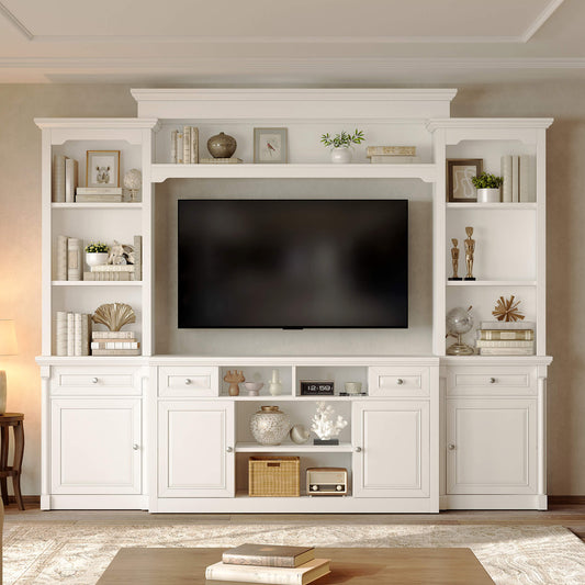 Cortina Rustic Wall Unit Entertainment Center - White