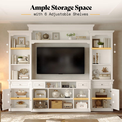 Cortina Rustic Wall Unit Entertainment Center Amerlife White