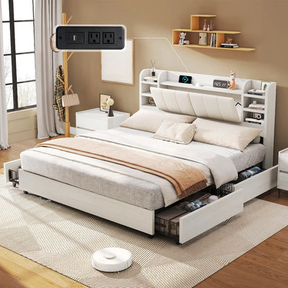 Merritt Wooden Storage Bed Frame - Full / White