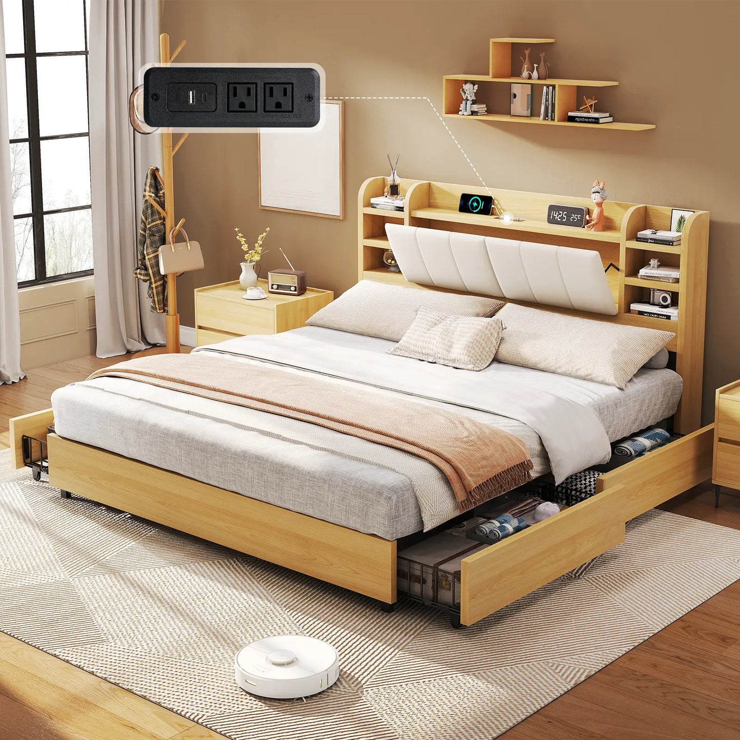 Merritt Wooden Storage Bed Frame - Full / Maple