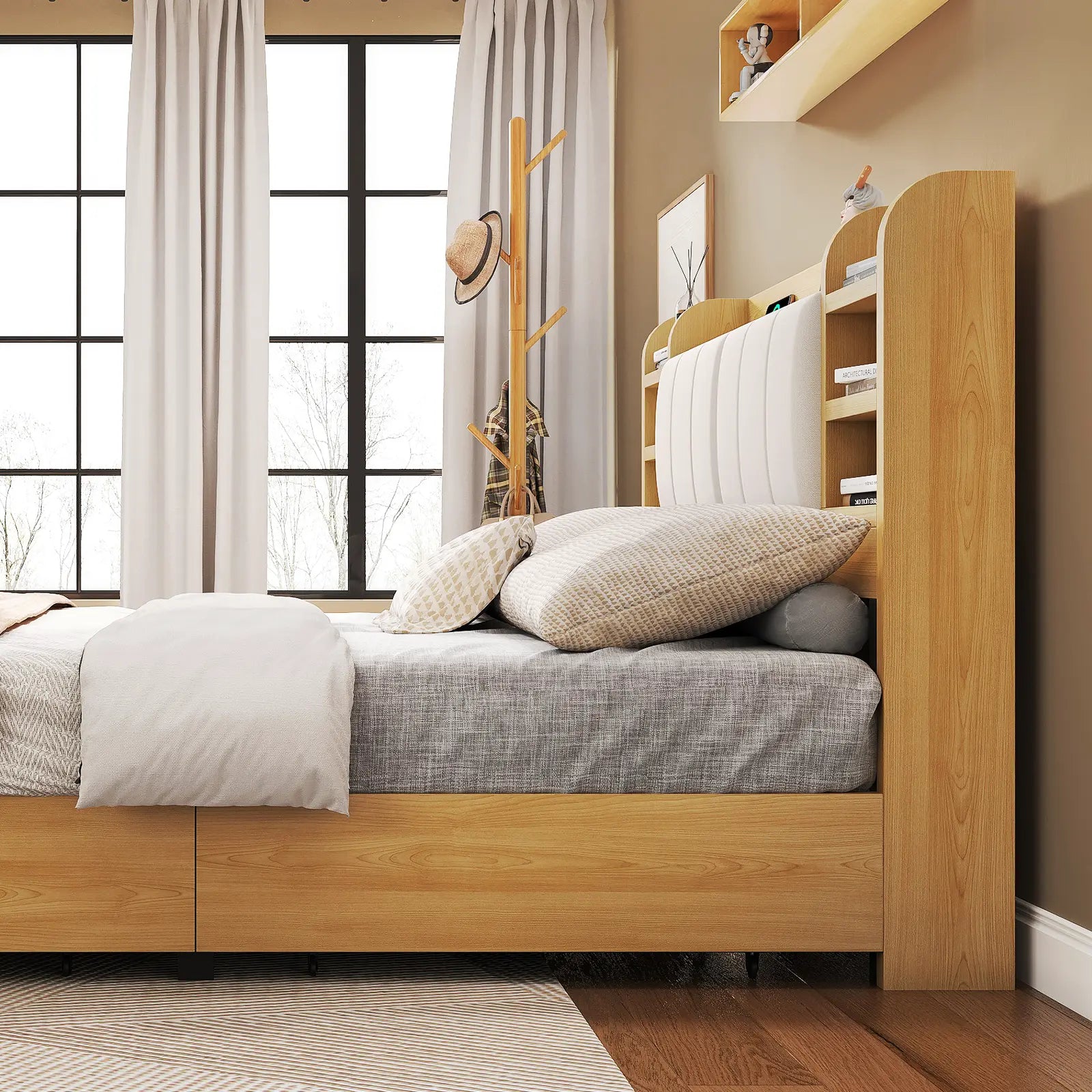 Merritt Wooden Storage Bed Frame -Queen / Maple