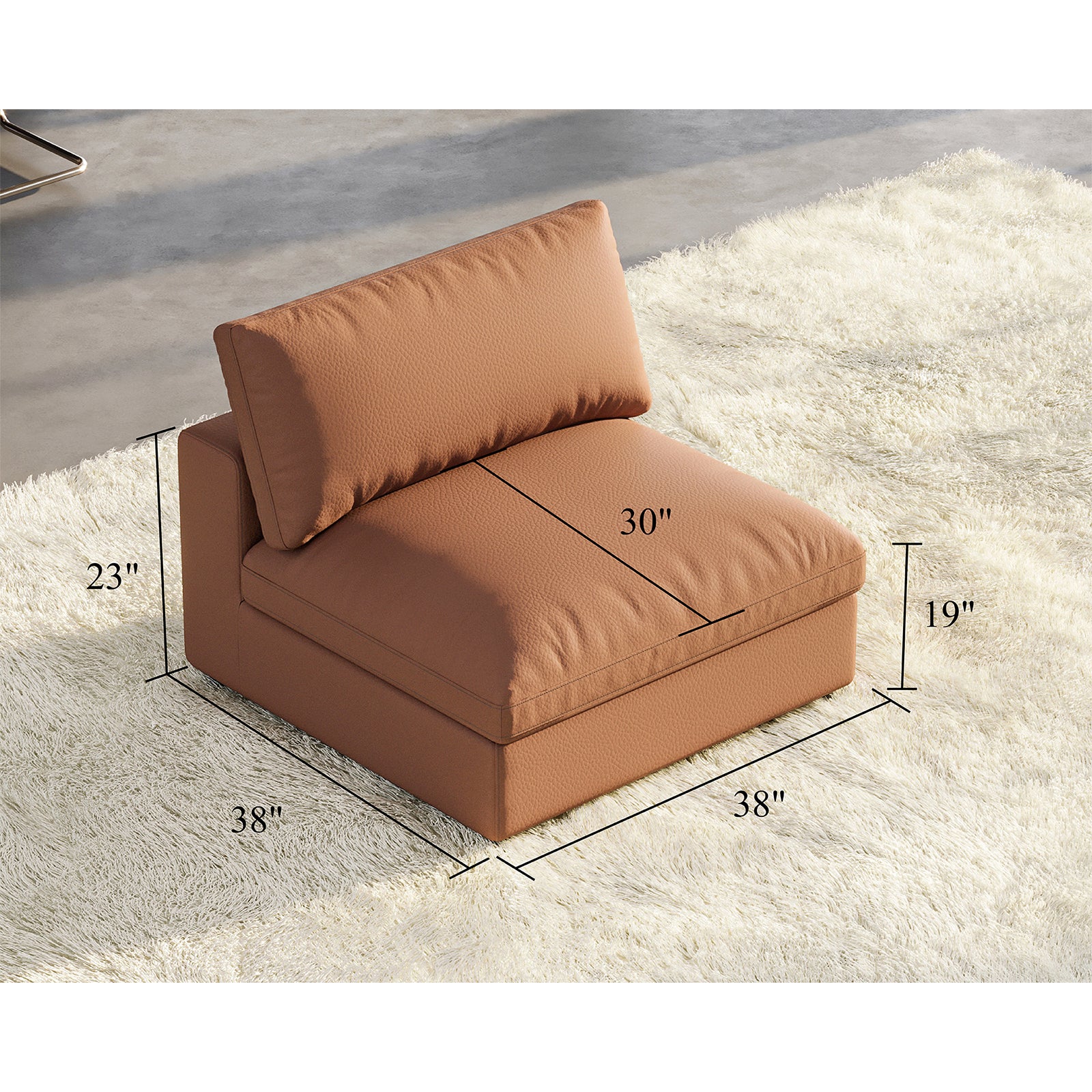 Montauk Down Filled Sectional Sofa-Middle Seat / Brown Cat Claw Leather