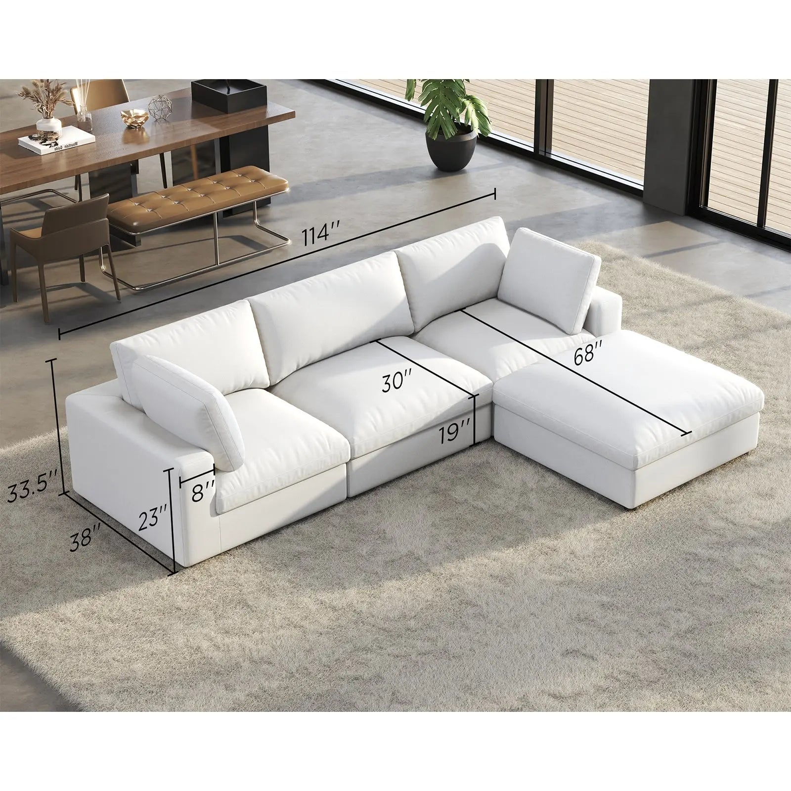 4 Seats L-Shape / White