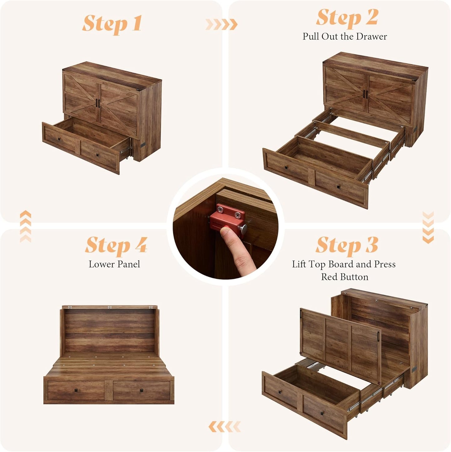 Colton Foldable Murphy Bed Amerlife Queen / Barnwood