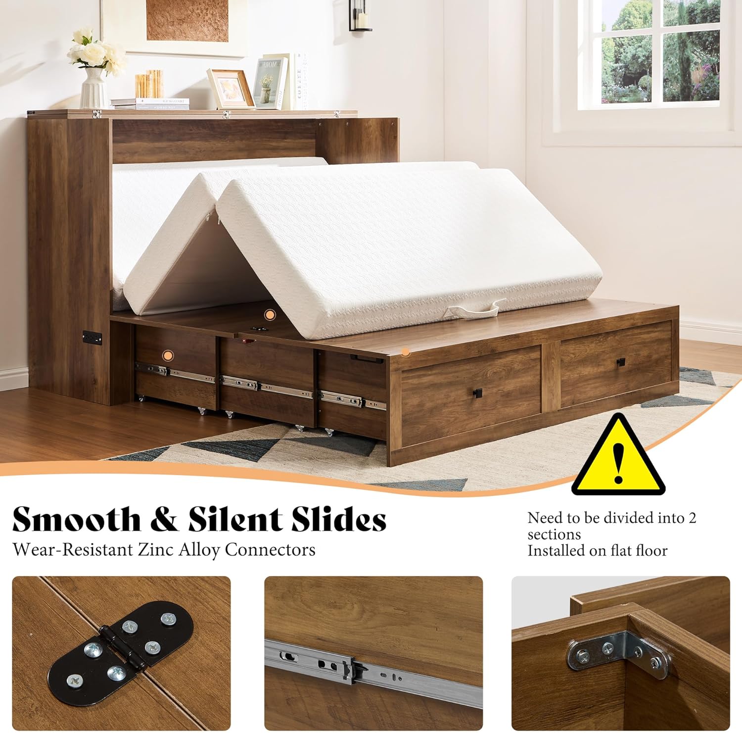Colton Foldable Murphy Bed Amerlife Queen / Barnwood