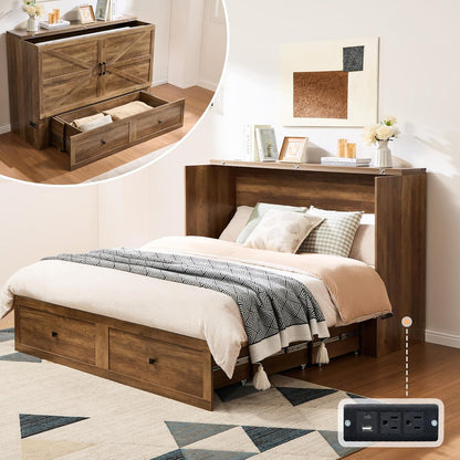 Colton Foldable Murphy Bed Amerlife Queen / Barnwood