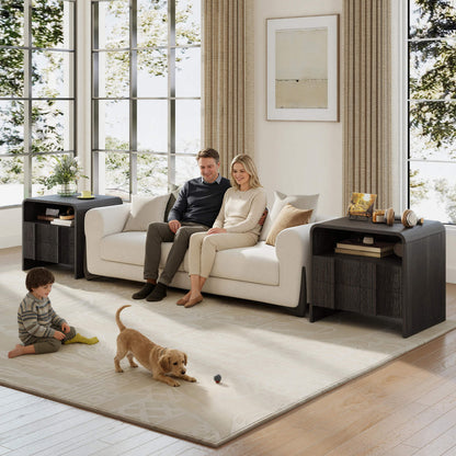 Fynora Fluted Nightstand with Drawers - Black2