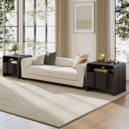 Fynora Fluted Nightstand with Drawers - Black2