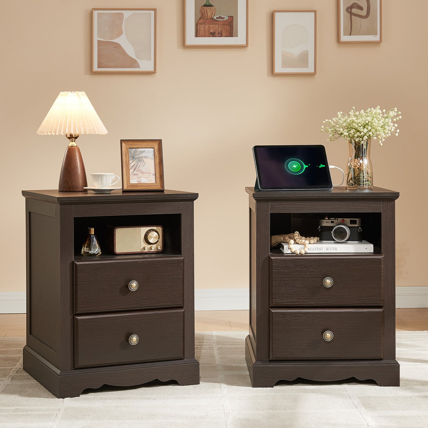 Erebus Nightstands - Pair / Espresso