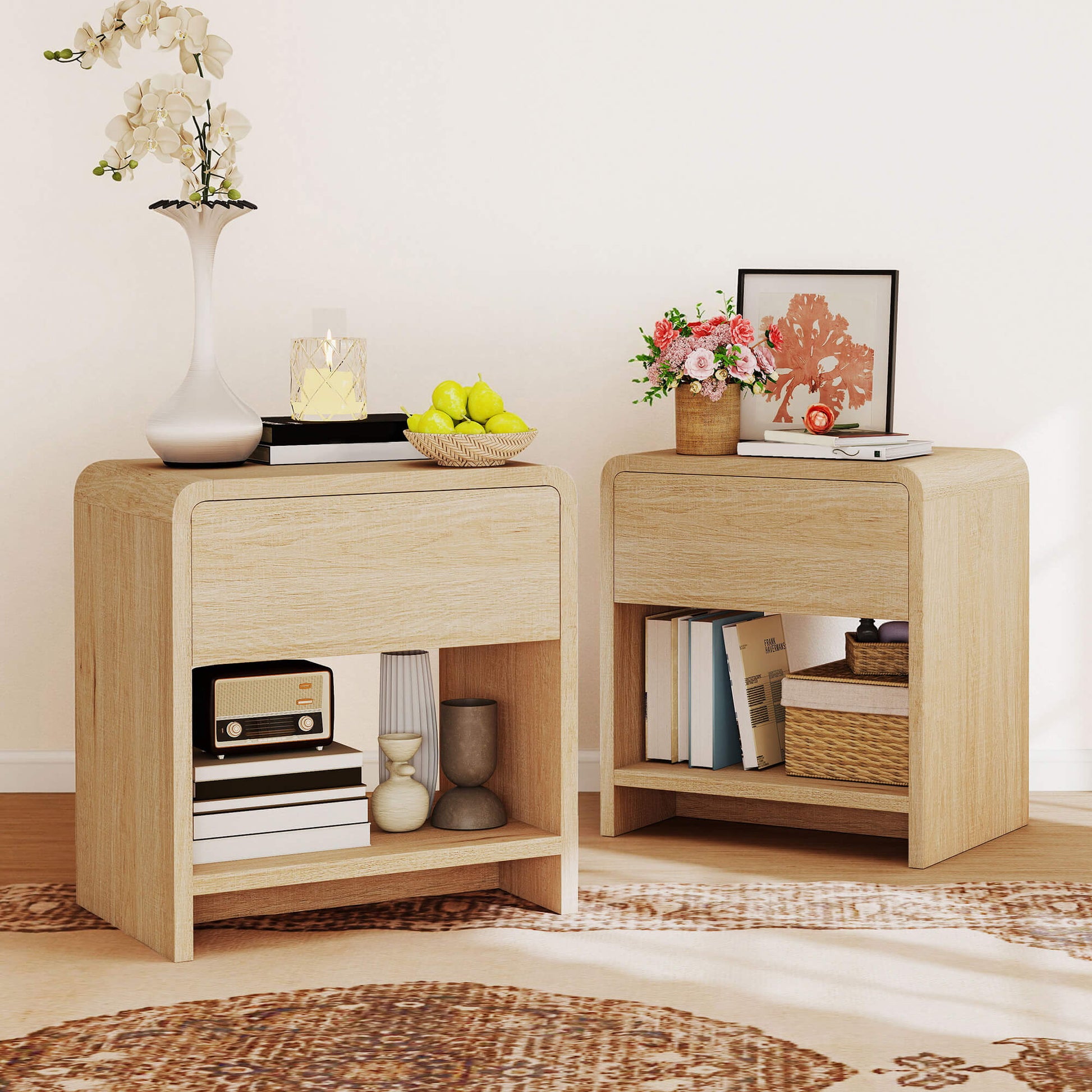 Orbia Nightstand Set with Drawer - Light_Oak