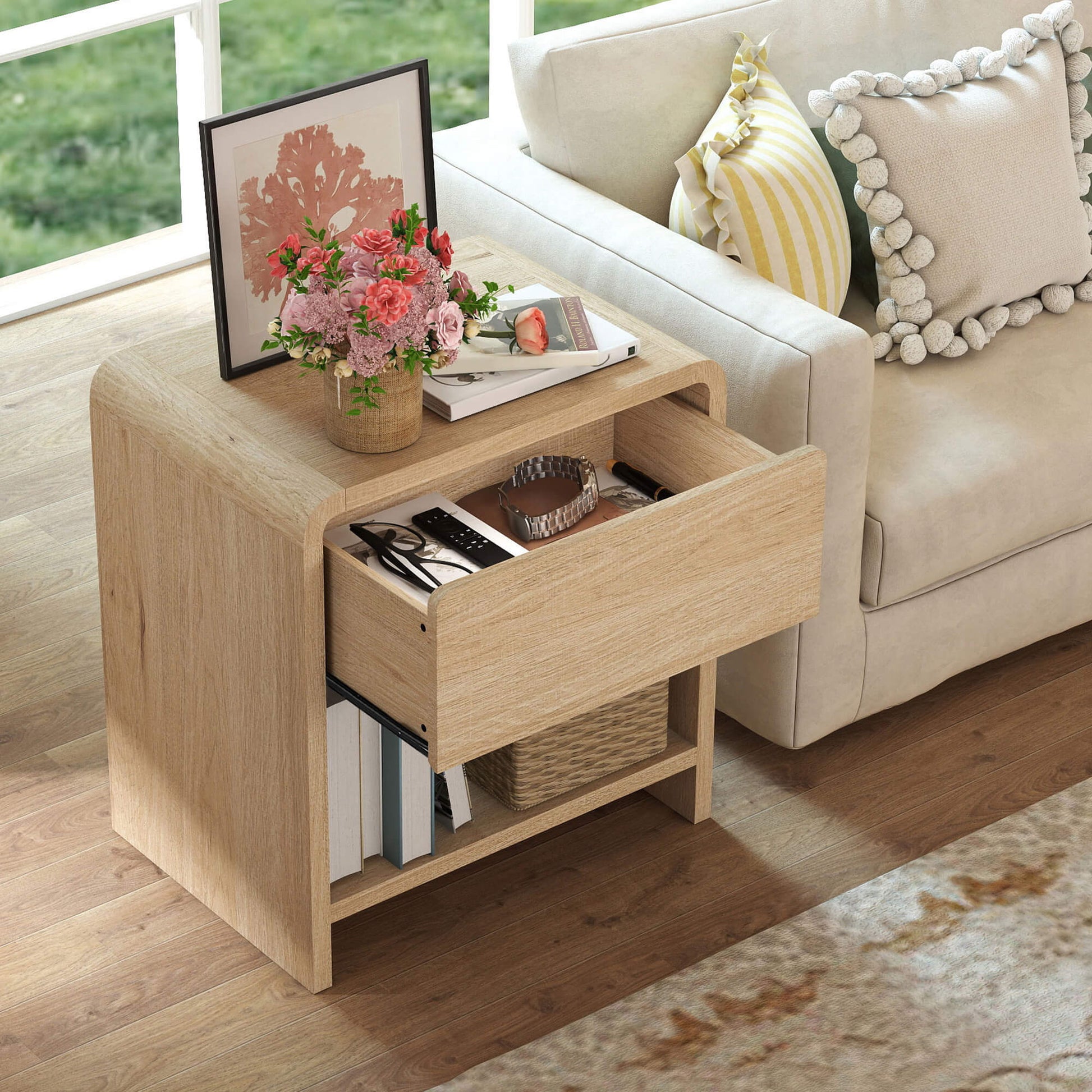 Orbia Nightstand Set with Drawer - Light_Oak