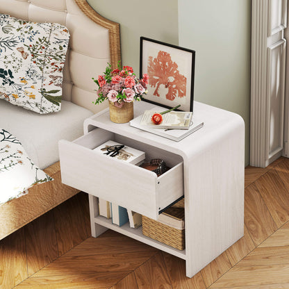 Orbia Nightstand Set with Drawer - White