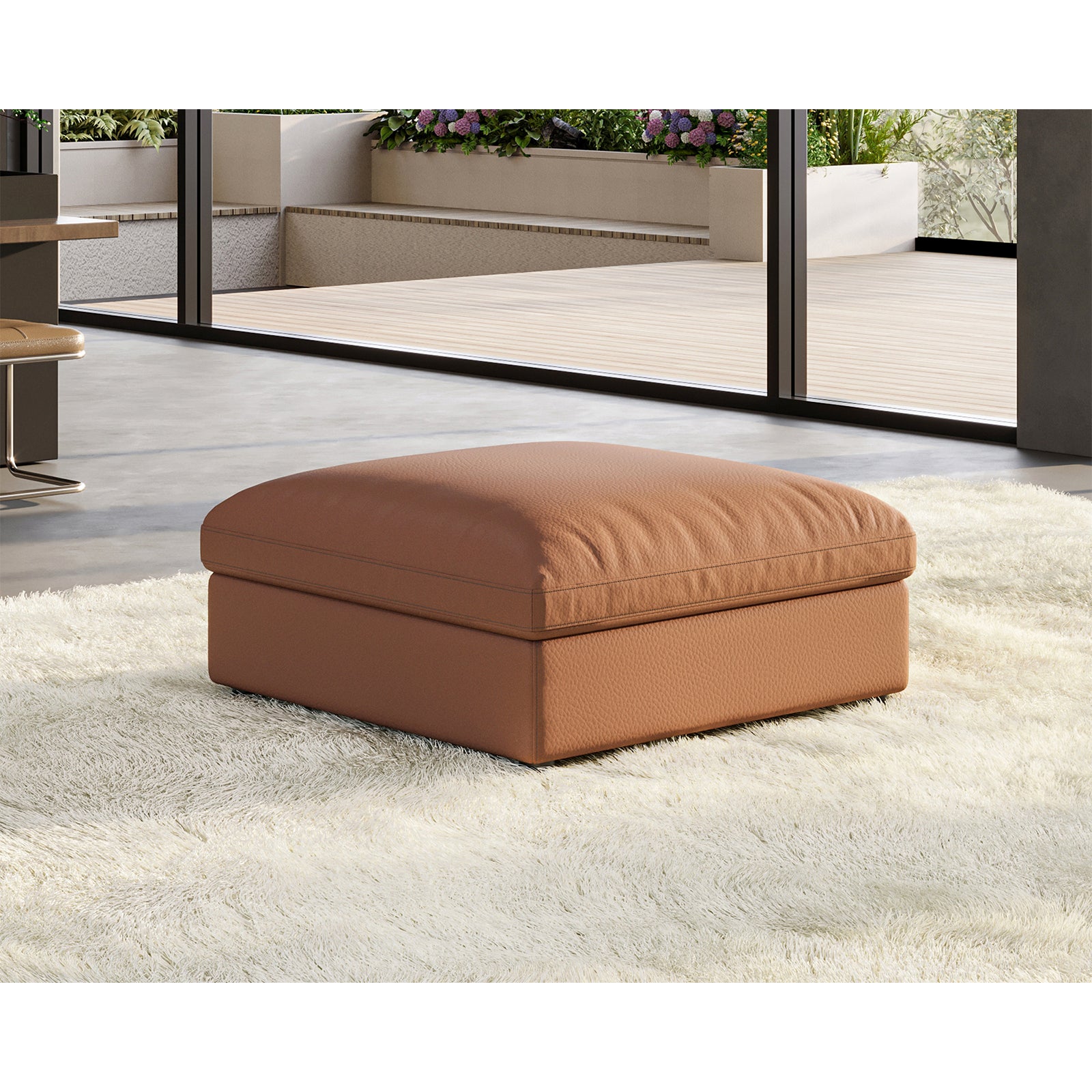 Montauk Down Filled Sectional Sofa-Ottoman / Brown Cat Claw Leather