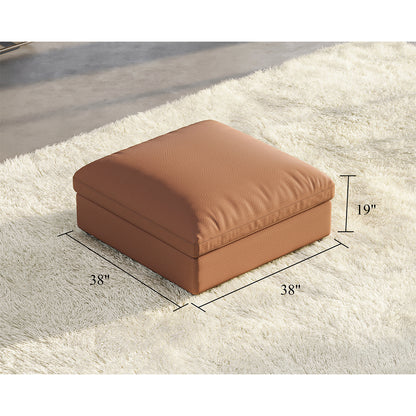 Montauk Down Filled Sectional Sofa-Ottoman / Brown Cat Claw Leather