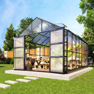 Hulky Polycarbonate Greenhouse 10x12/14/18x8.4 FT with 4 Roof Vents ...