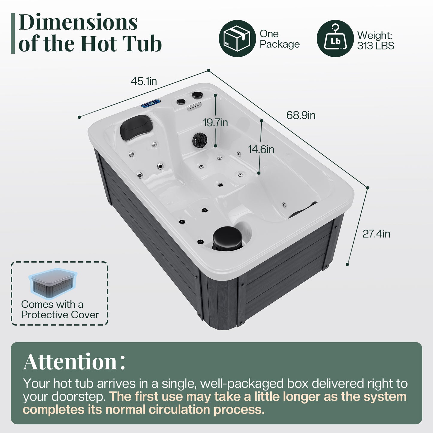 Plug & Play Outdoor Hot Tub Amerlife 2-Person 
