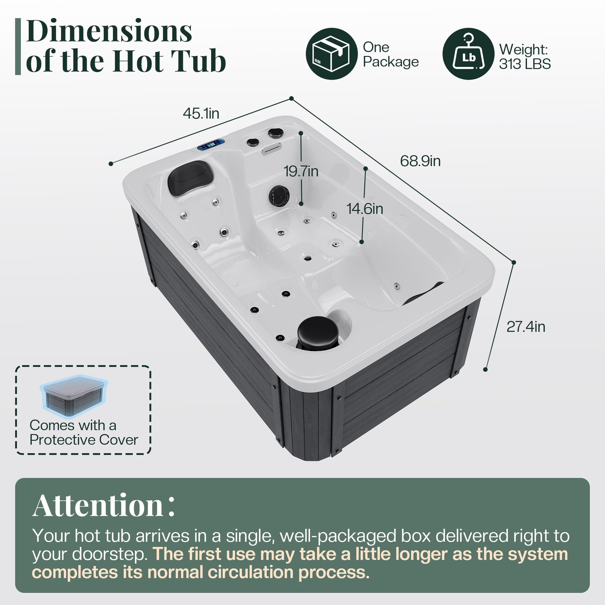 Plug & Play Outdoor Hot Tub Amerlife 2-Person 