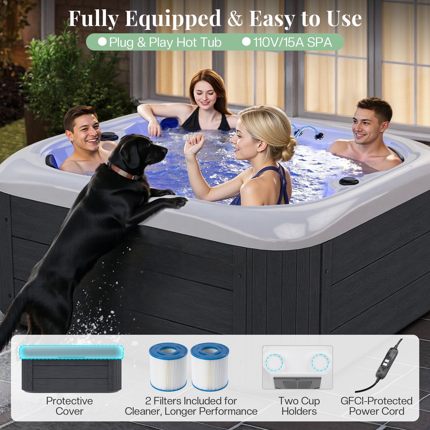Plug & Play Outdoor Hot Tub Amerlife 4-Person 