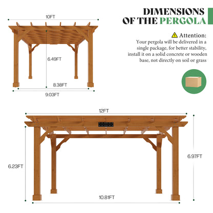Cedrix Solid Cedar Wood Pergola-10X12
