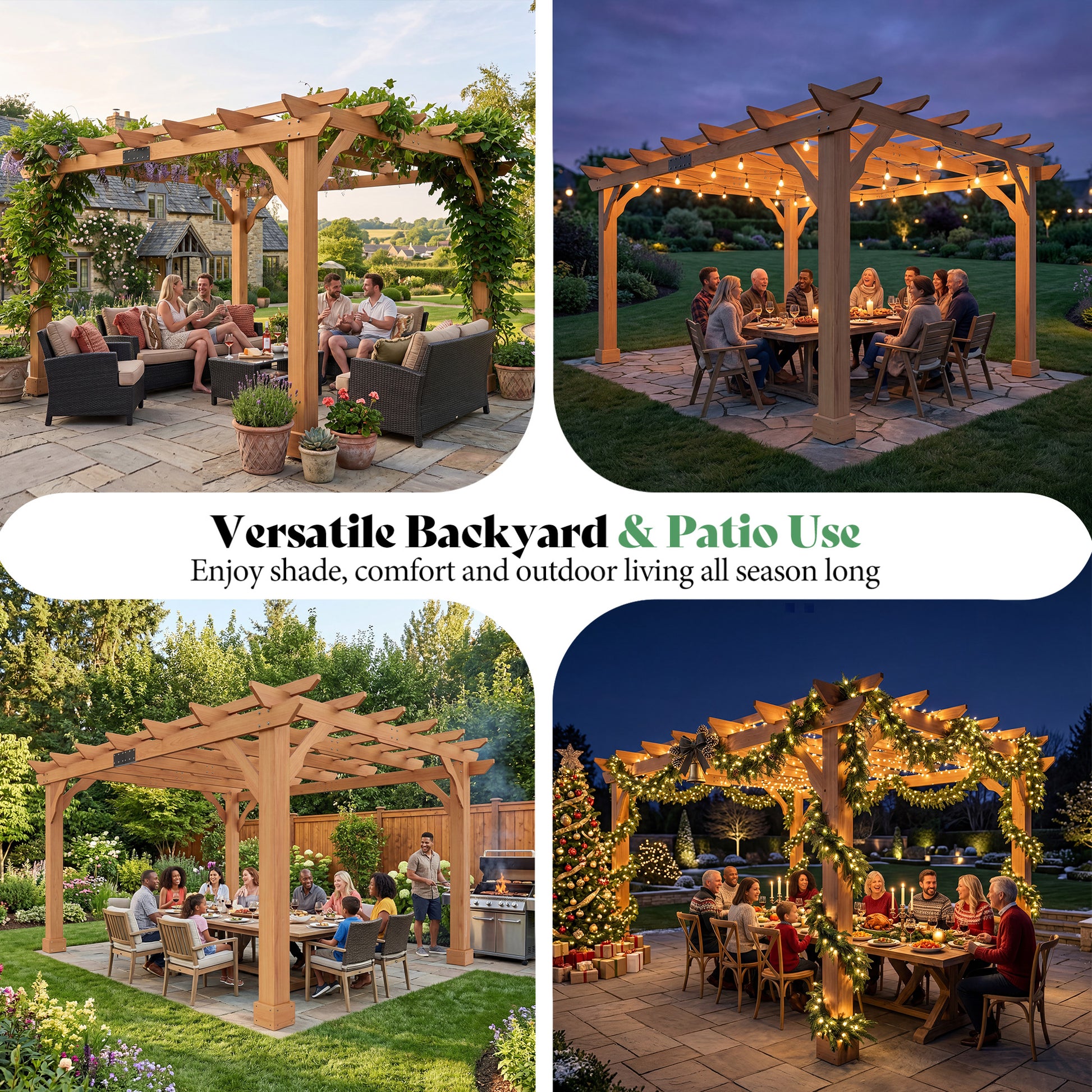 Cedrix Solid Cedar Wood Pergola-10X12